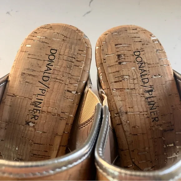 Donald Pliner GYER Upper Heel Wedge Platform Leather Slide Cork Sandals 8.5 M - Picture 5 of 10